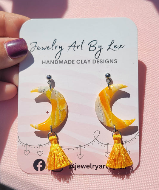 Candy Corn Quartz Orange Moon Dangles