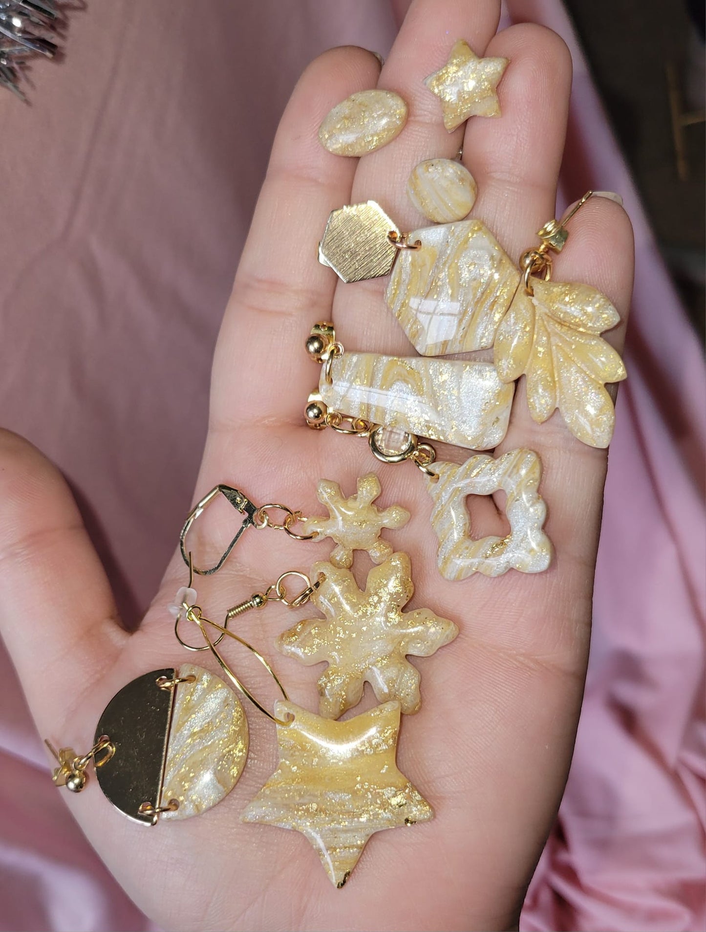 Gold Swirl Snowflake Dangles