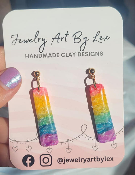Rainbow Opal Rectangle Dangle