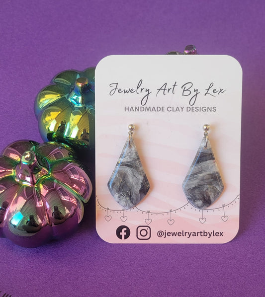 Black/White Marble Swirl Dangles