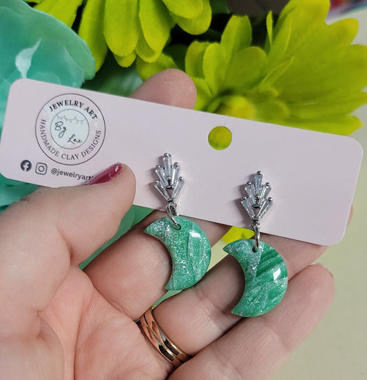 Irish Marble Moon Dangles