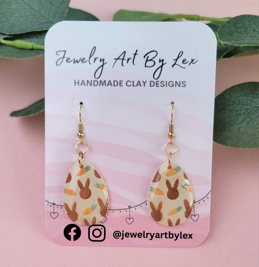 Bunny Patterned Egg Dangles