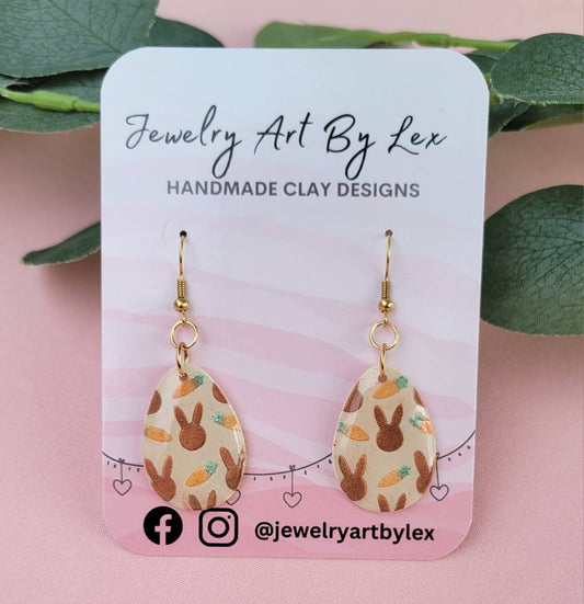 Bunny Patterned Egg Dangles