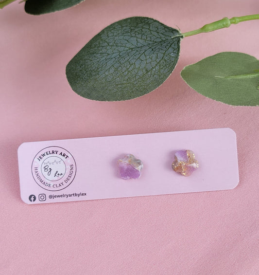 Lilac/Sage Marbled Flower Studs