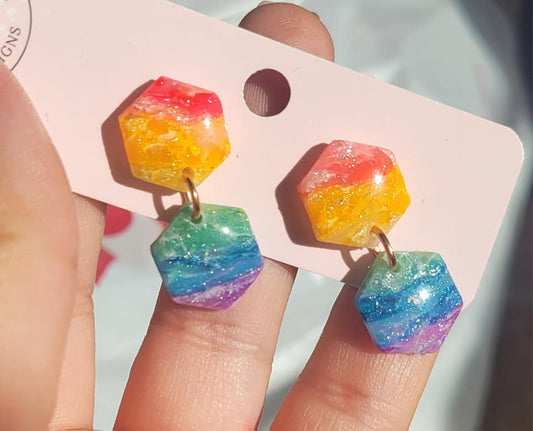 Rainbow Opal Hex Dangles