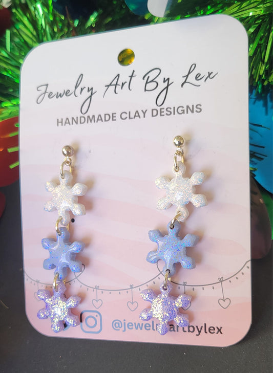 Glitter Snowflake Triple Dangles