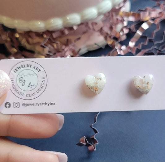 Ivory Quartz Heart Studs
