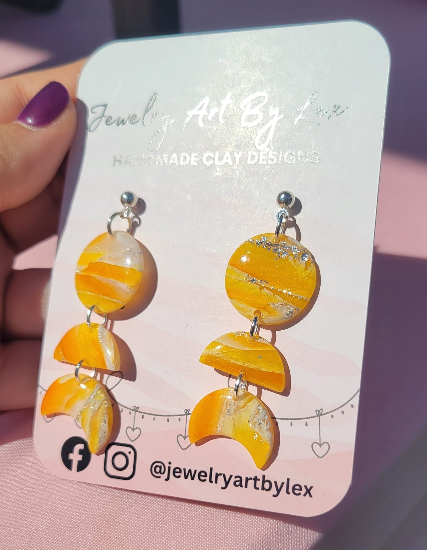 Candy Corn Quartz Moon Phase Dangles