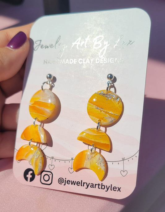 Candy Corn Quartz Moon Phase Dangles