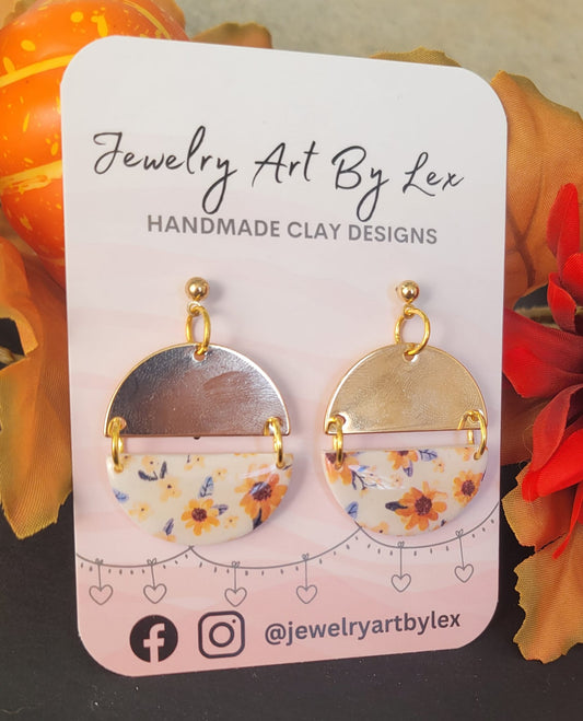 Watercolor Sunflower Circle Dangles