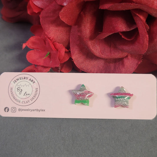 Christmas Agate Star Studs