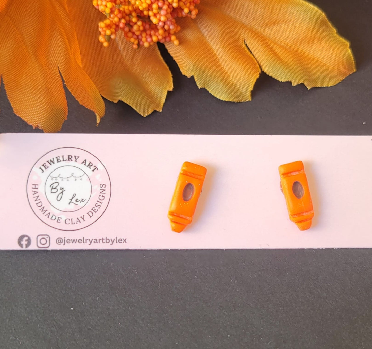 Orange Crayon Studs