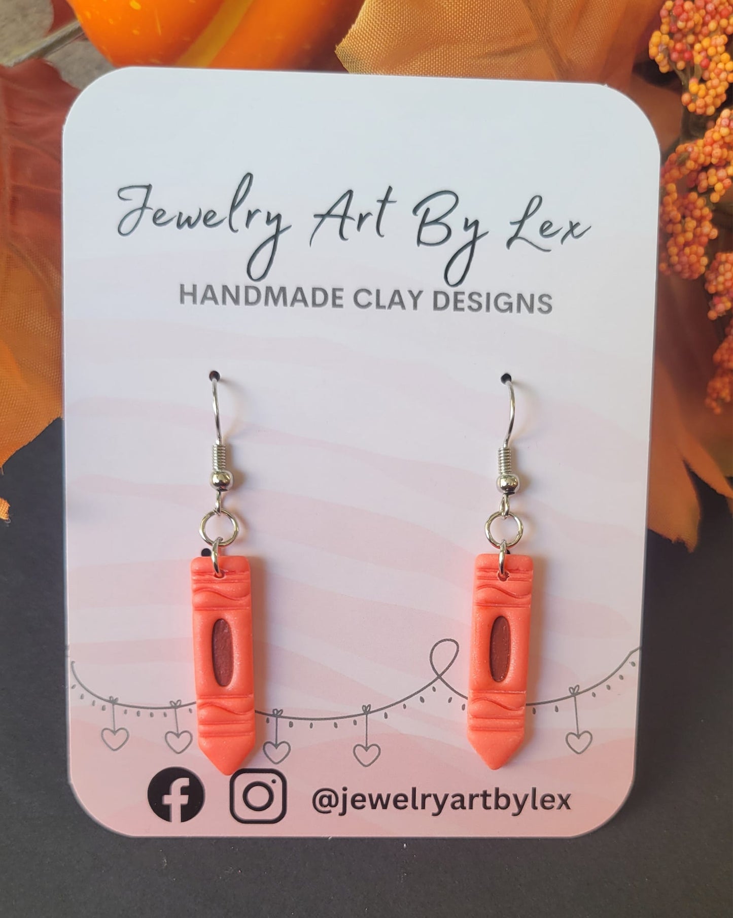 Coral Crayon Dangles