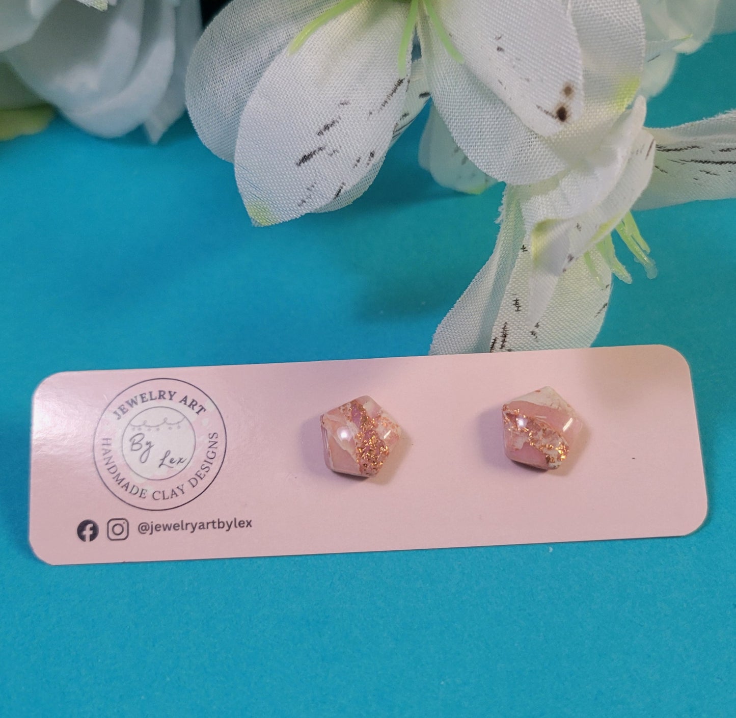 Pink/Rose Gold Marble Studs