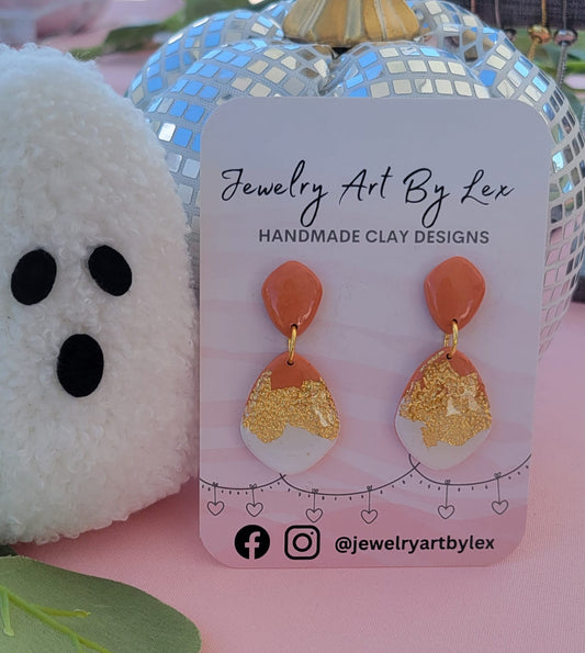 Pumpkin/Cream Hammered Dangles