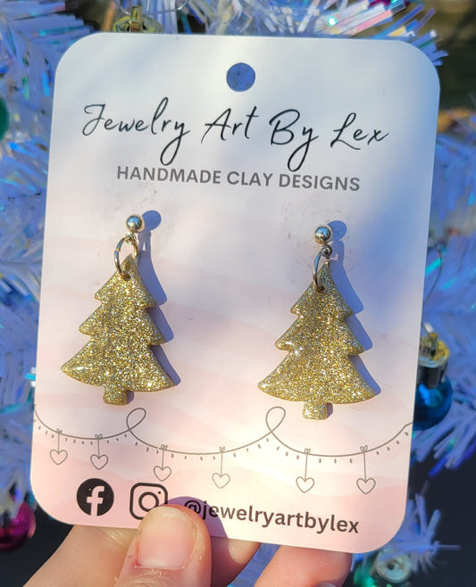 Gold Glitter Tree Dangles