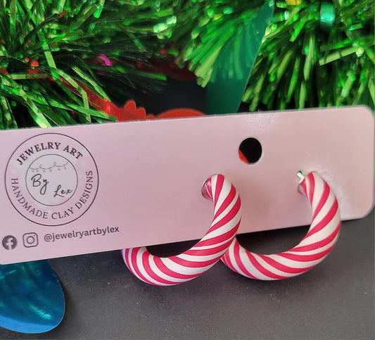 Candy Cane Swirl Hoops