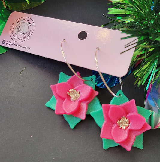 Glitter Poinsettia Hoops
