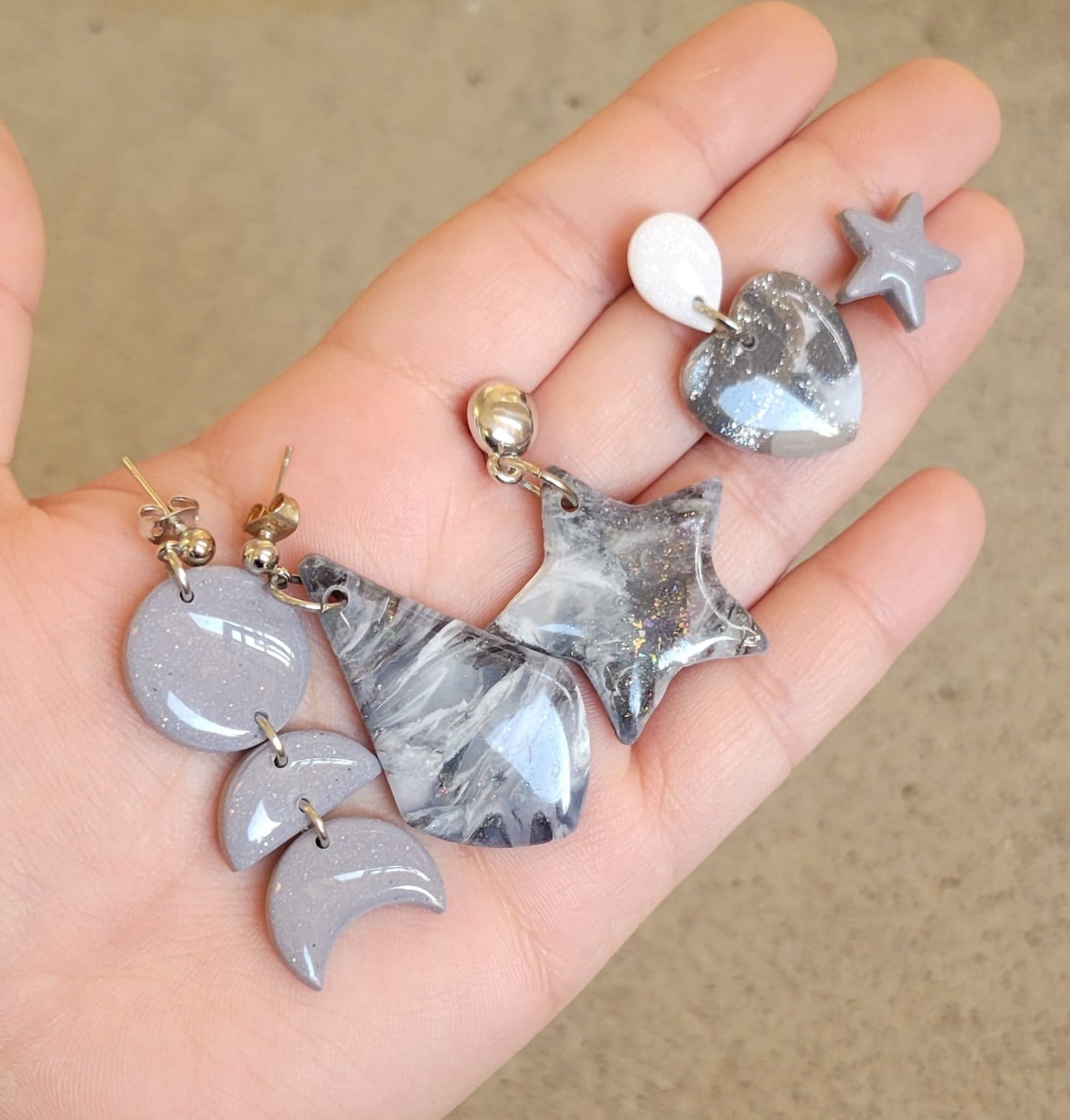 Black/White Marble Swirl Dangles