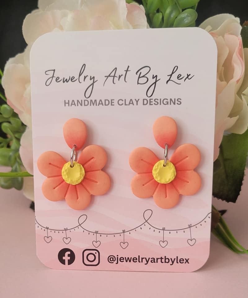 Peach/Pink Flower Dangles