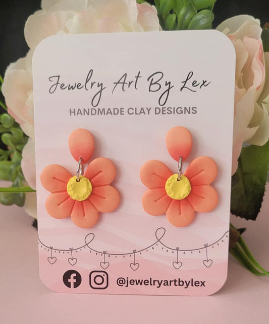 Peach/Pink Flower Dangles