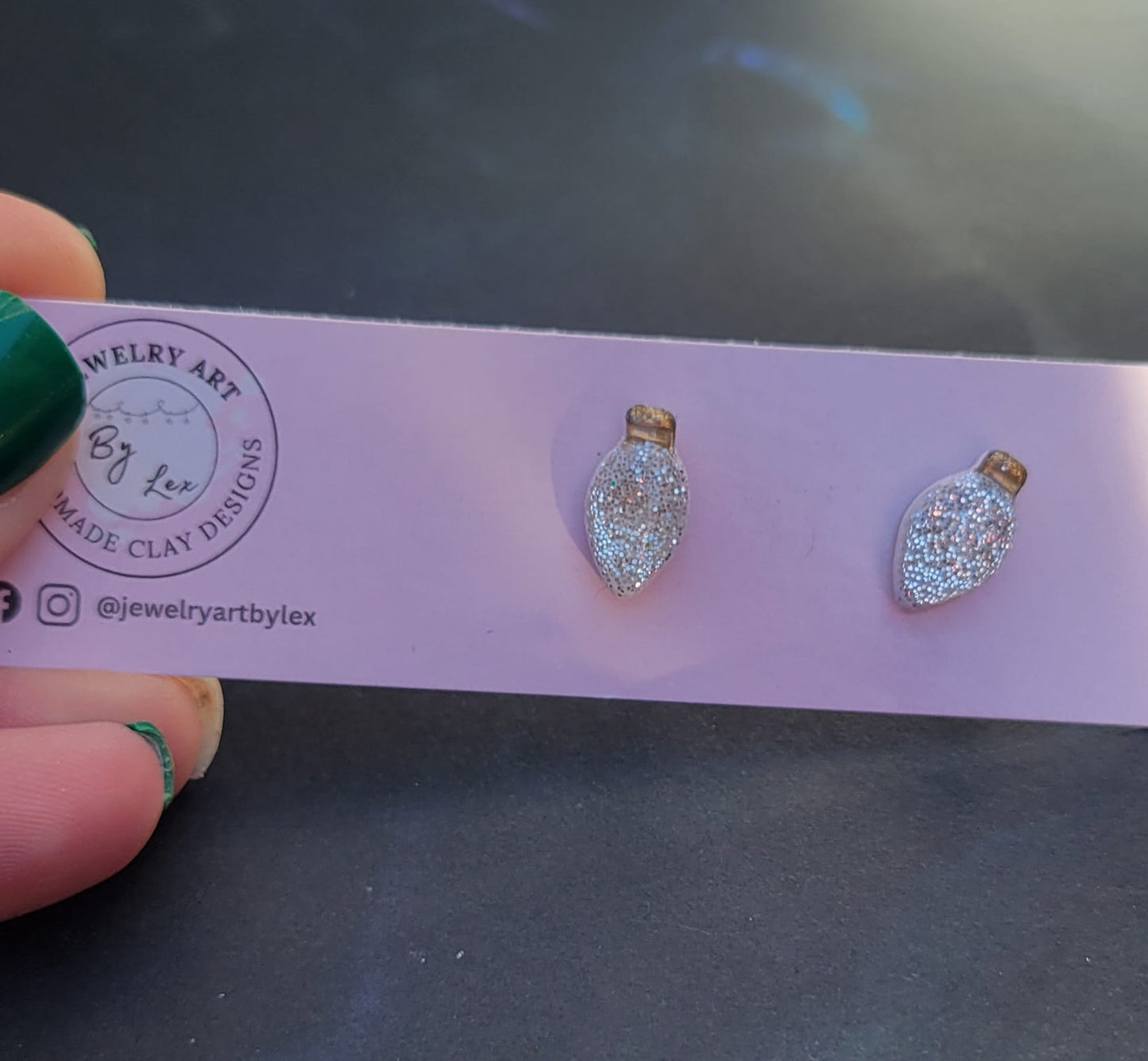White Glitter Bulb Studs