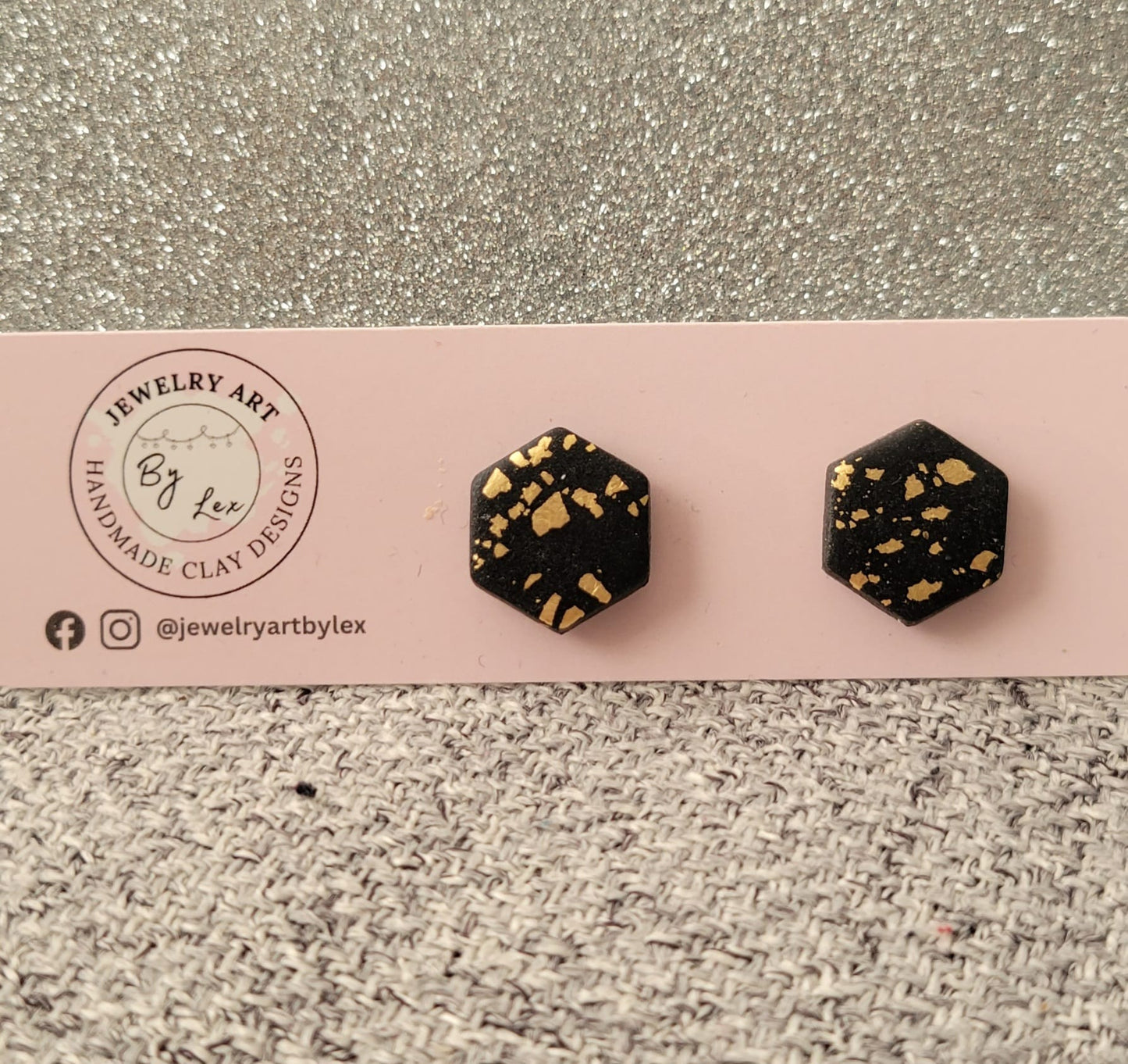 Black/Gold Hex Studs