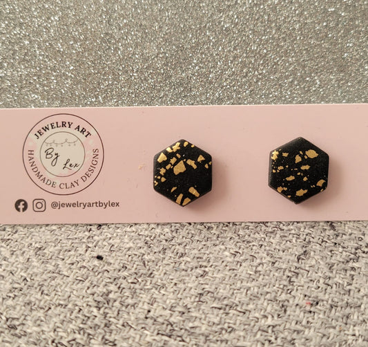 Black/Gold Hex Studs