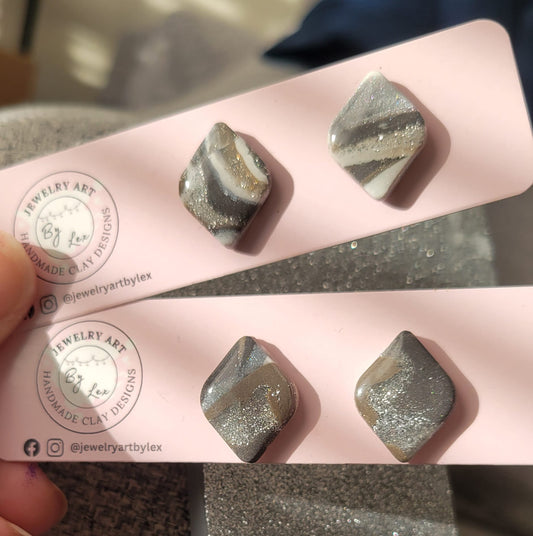 Concrete Swirl Puffy Diamond Studs