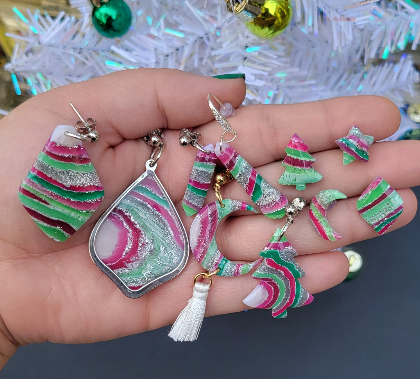 Christmas Agate Tree Dangles