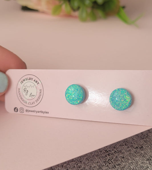 Blue Topaz Glitter Studs
