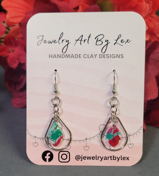 Christmas Marble Holly Leaf Dangles