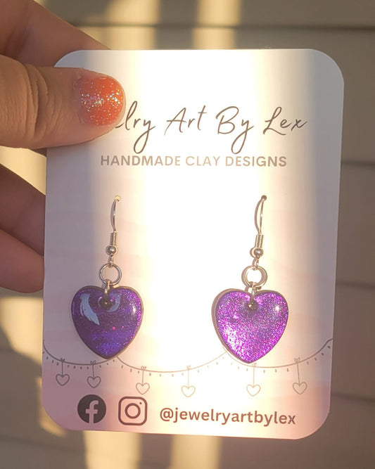 Purple Shift Heart Dangles