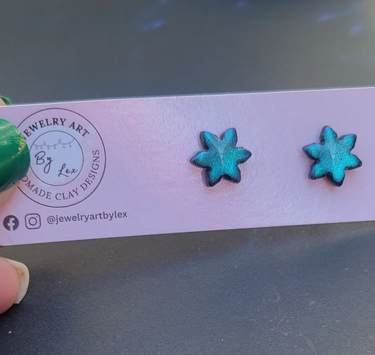 Dark Blue Mini Snowflake Studs