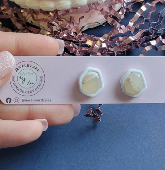Ivory Quartz Bezeled Studs