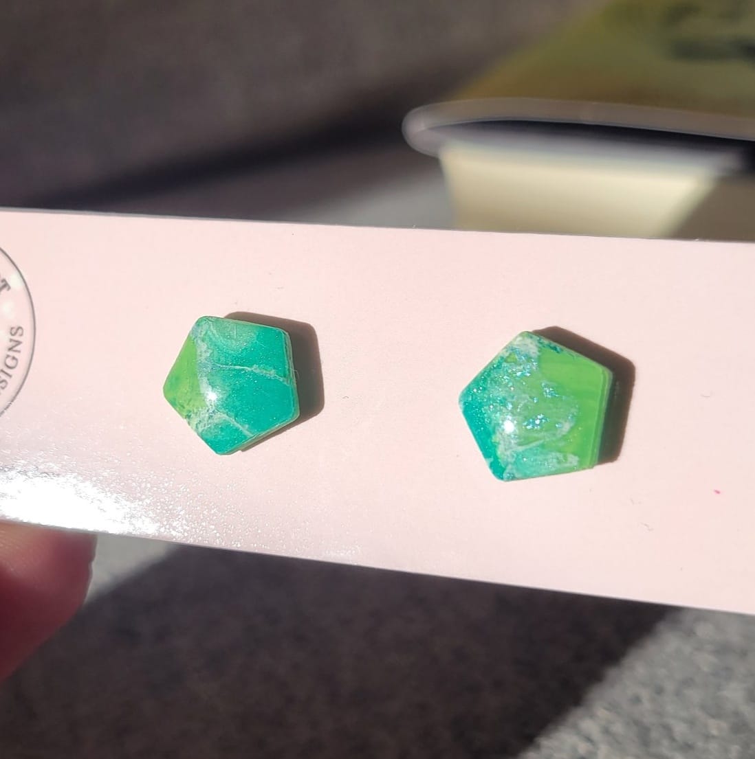 Spring Green Marble Studs