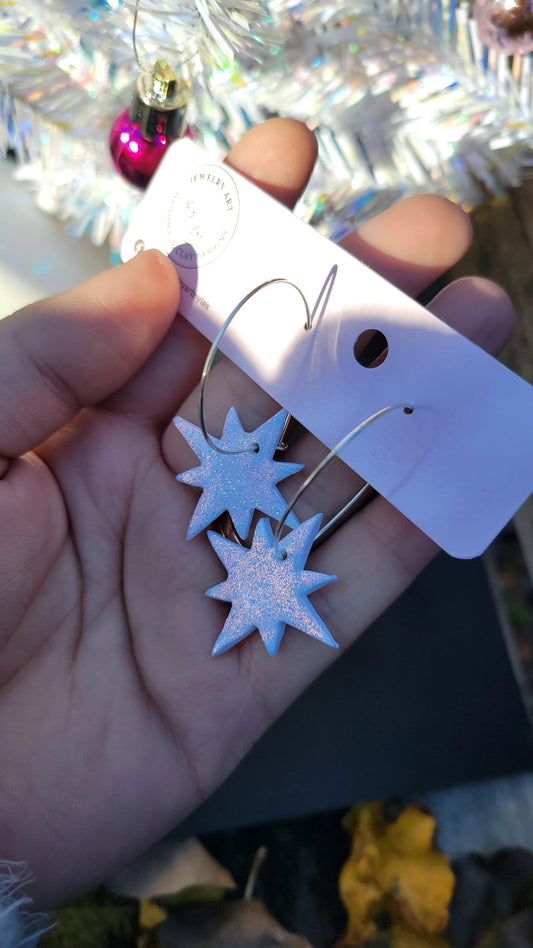 Opal Glitter North Star Hoops