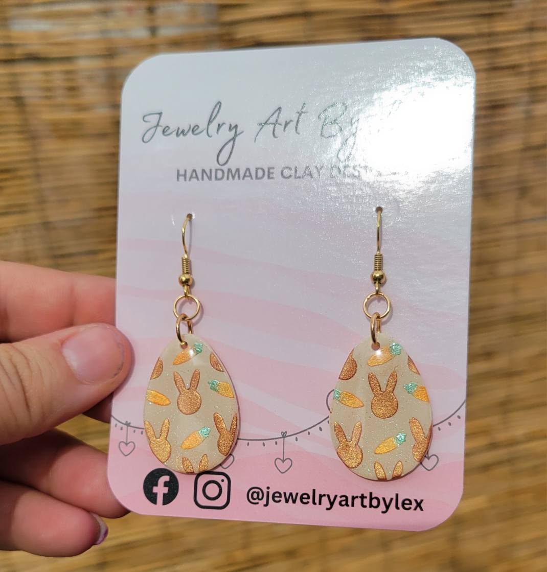 Bunny Patterned Egg Dangles
