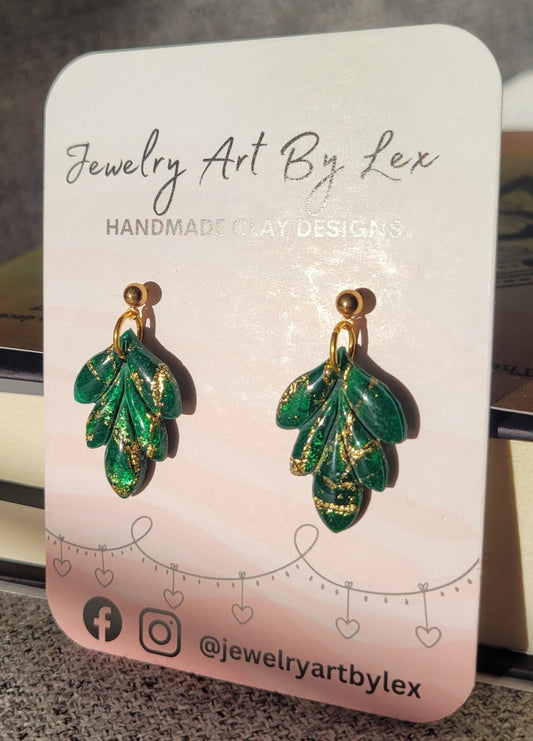 Green/Gold Marble Fan Drops