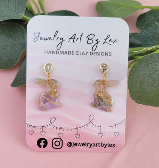 Lilac/Sage Marbled Bunny Dangles