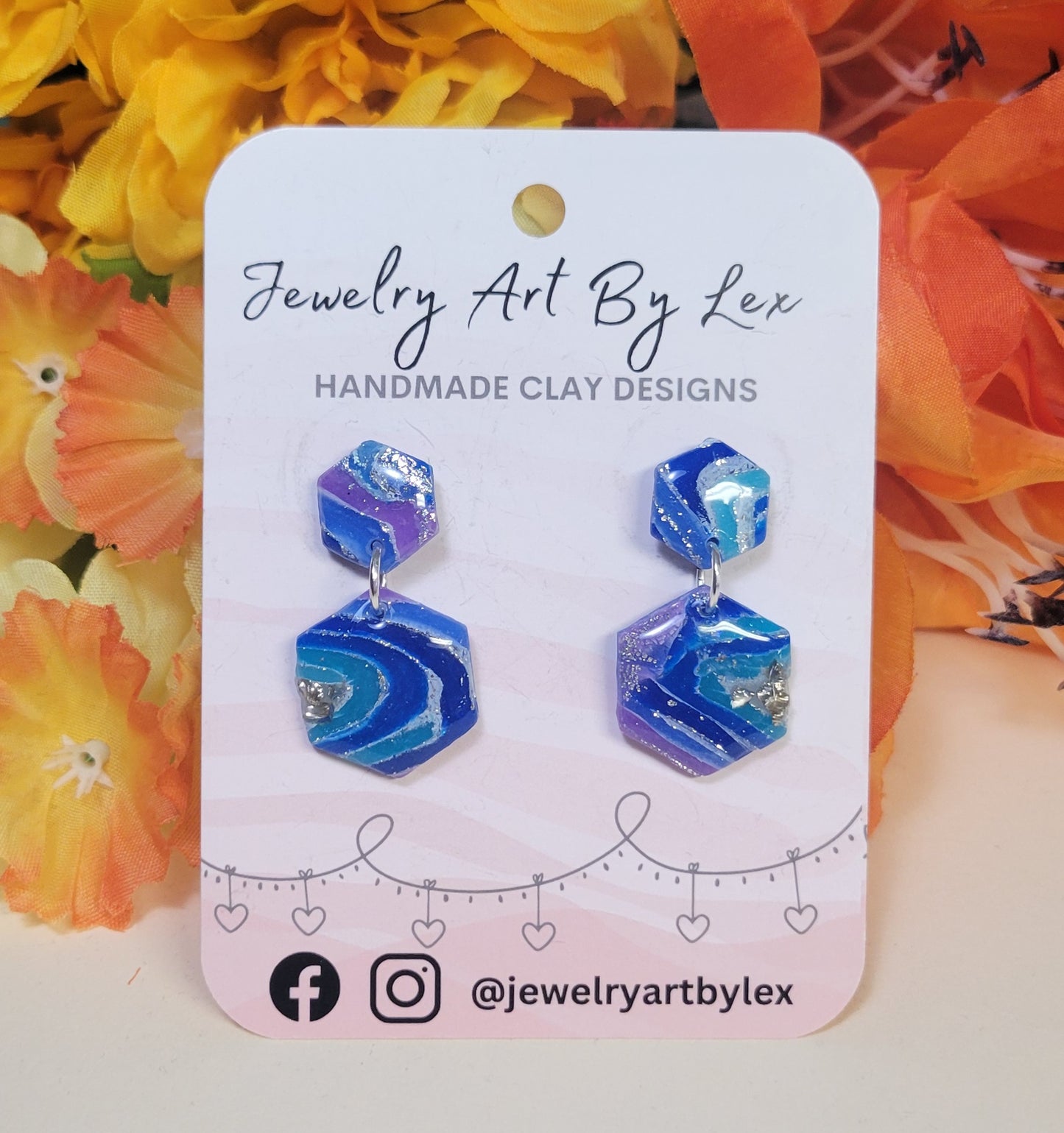 Blurple Agate Hex Dangles