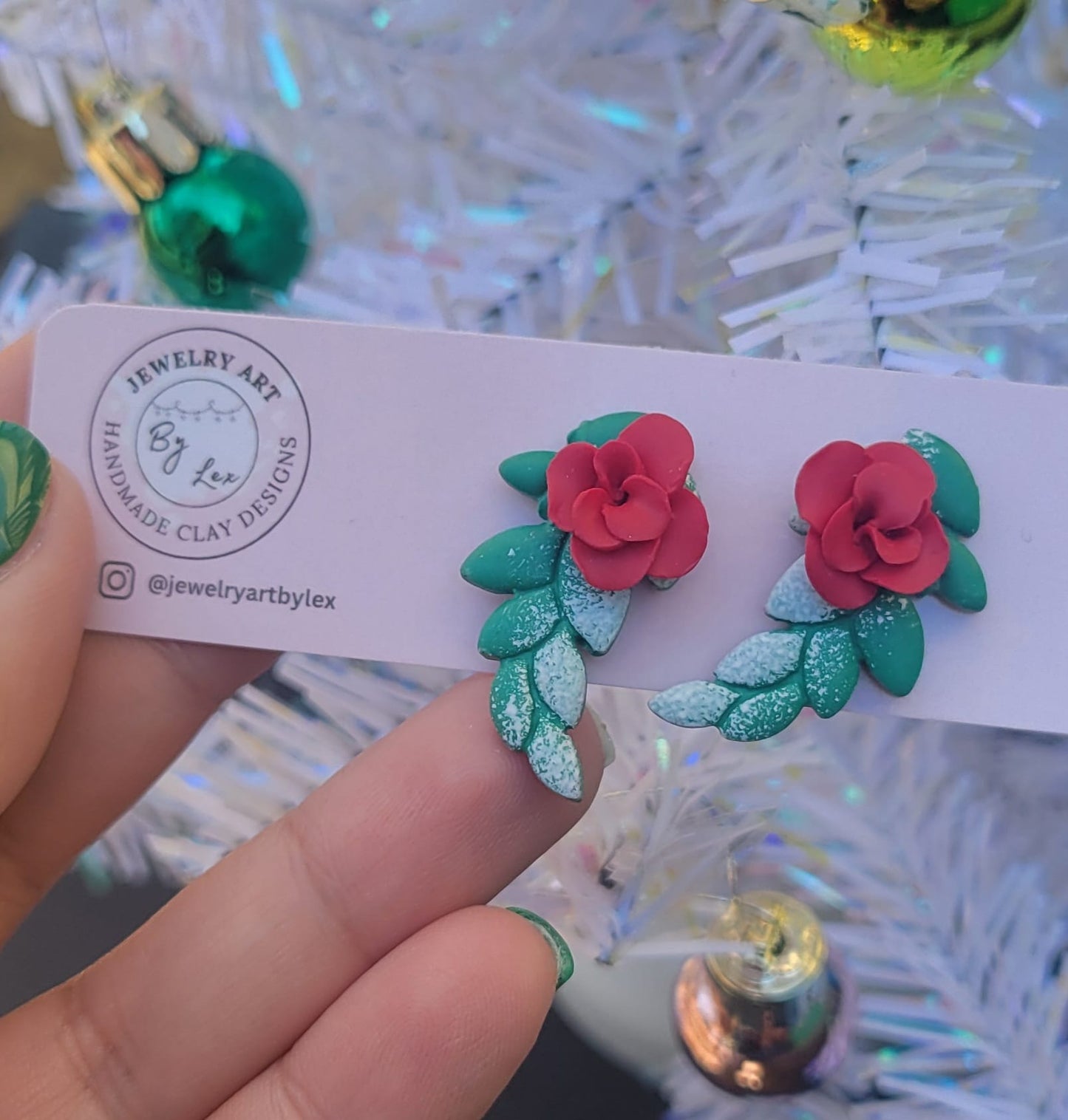Green Rose Cuff Studs