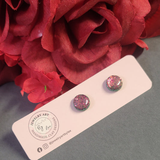 Green/Red Glitter Studs