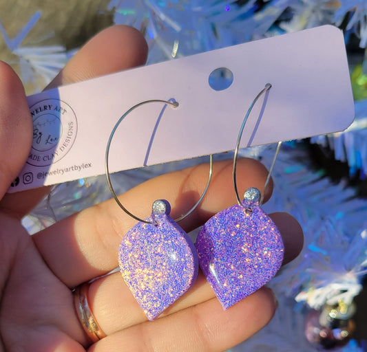 Purple Glitter Ornament Hoops