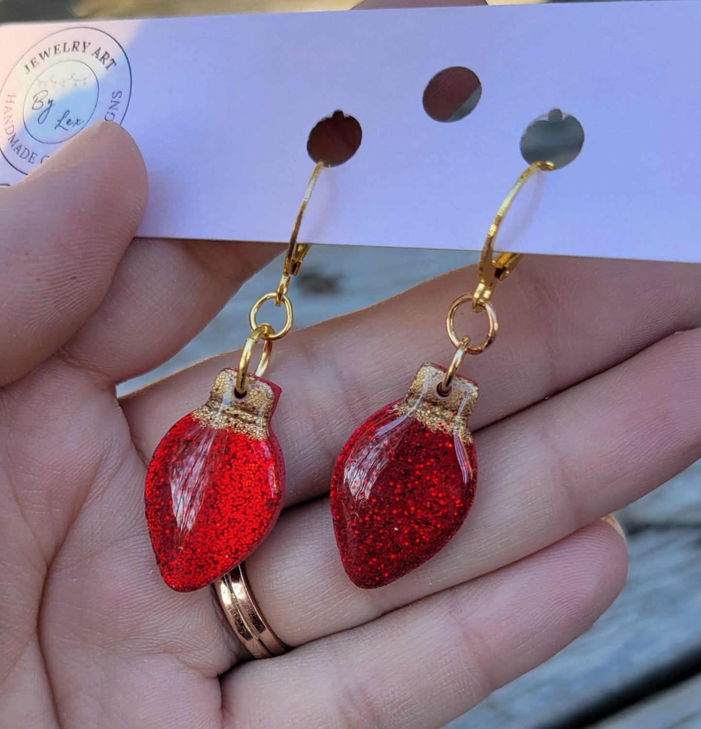 Red Glitter Lightbulb Dangles
