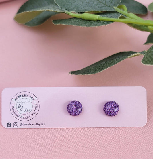 Purple Holo Glitter Studs