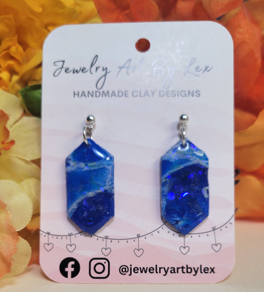 Blue Marble Crystal Dangles