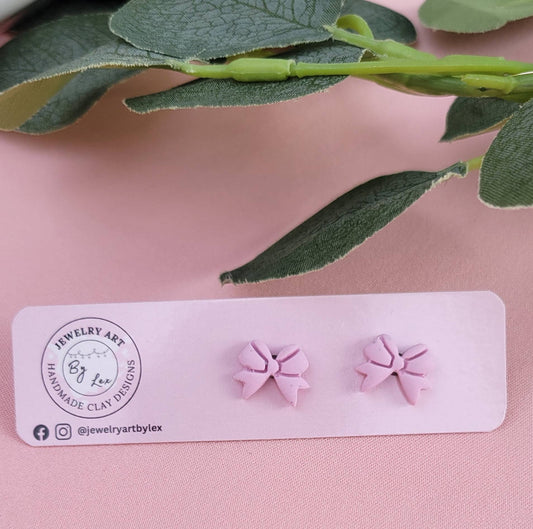 Pink Bow Studs