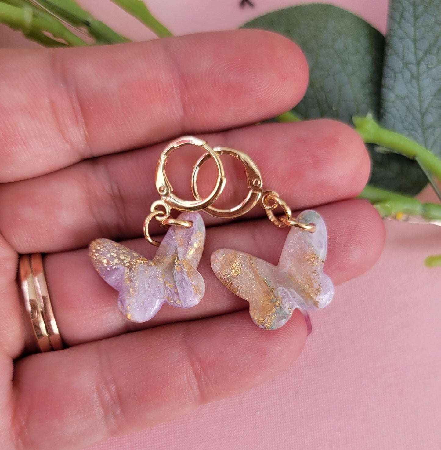 Lilac/Sage Butterfly Dangles