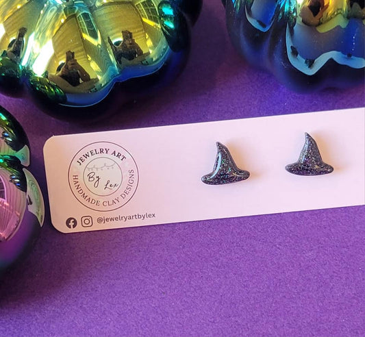 Glitter Witch Hat Studs